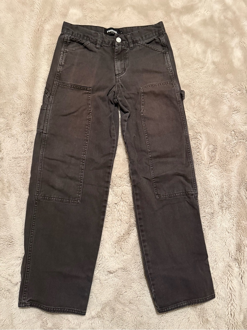 RSQ Boy’s Dark Brown Cargo Work Pants straight baggie 16